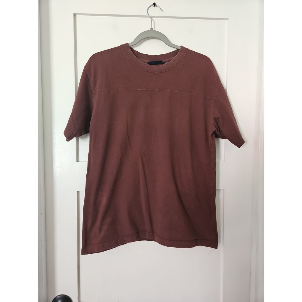 Route 66 Men's Medium Brown Faded Graphic Stripe T-Shirt 100% Cotton Crewneck